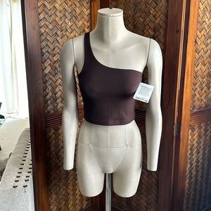 NWT Lululemon Ribbed Nulu Asymmetrical Yoga Tank, Espresso, Size 6